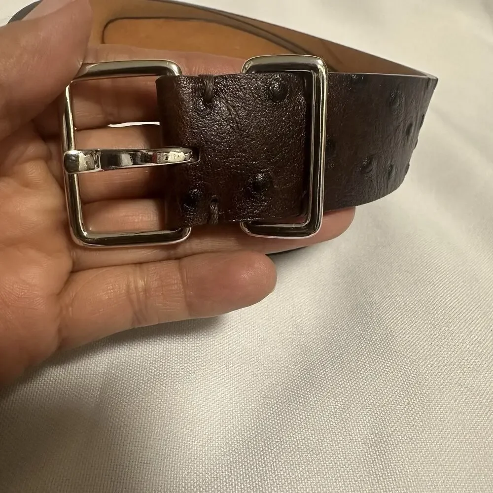 Dsquared2 Women’s Belt Ostrich Leather Brown Size MD Made In Italy